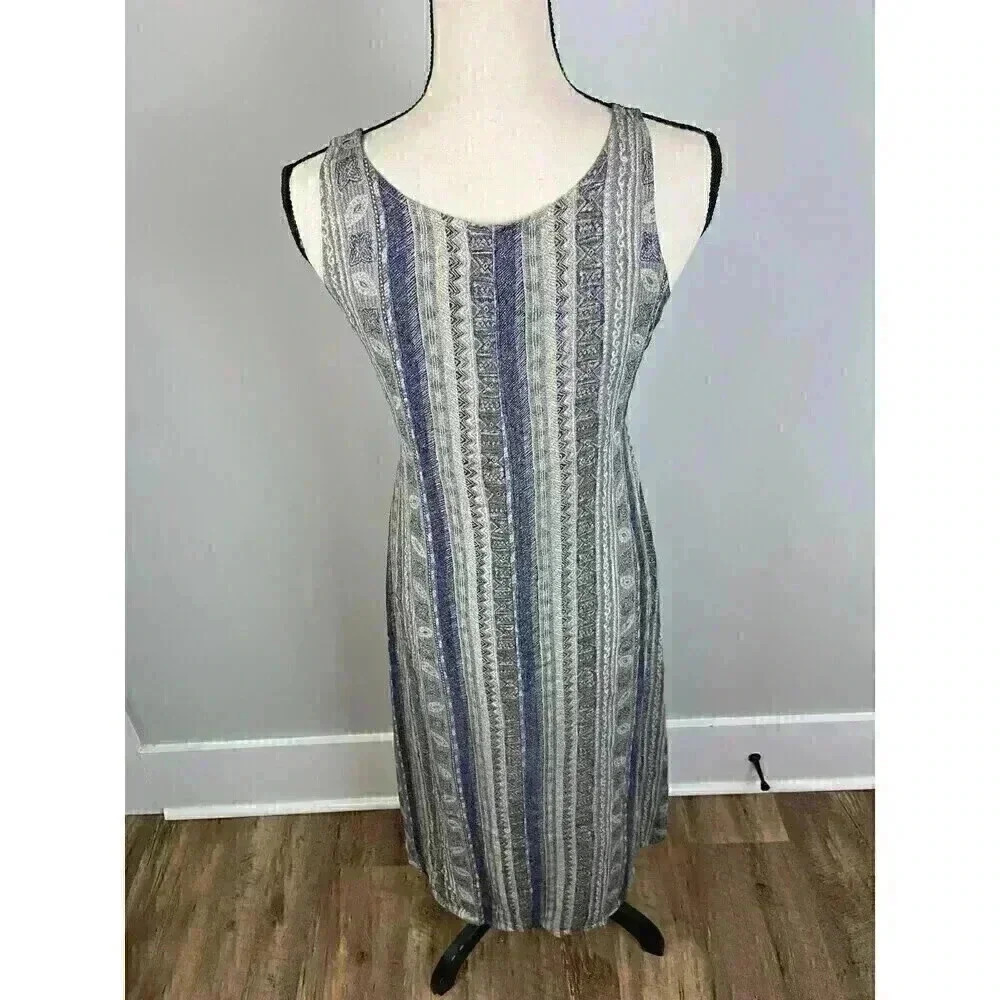 Vtg 90's Y2K Karizma Maxi Dress Abstract Print Tie Sleeveless Art Women's M - Picture 7 of 12